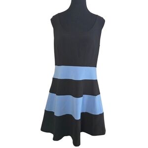 LOFT Navy And Light Blue Striped Sleeveless Midi Dress Size 8P